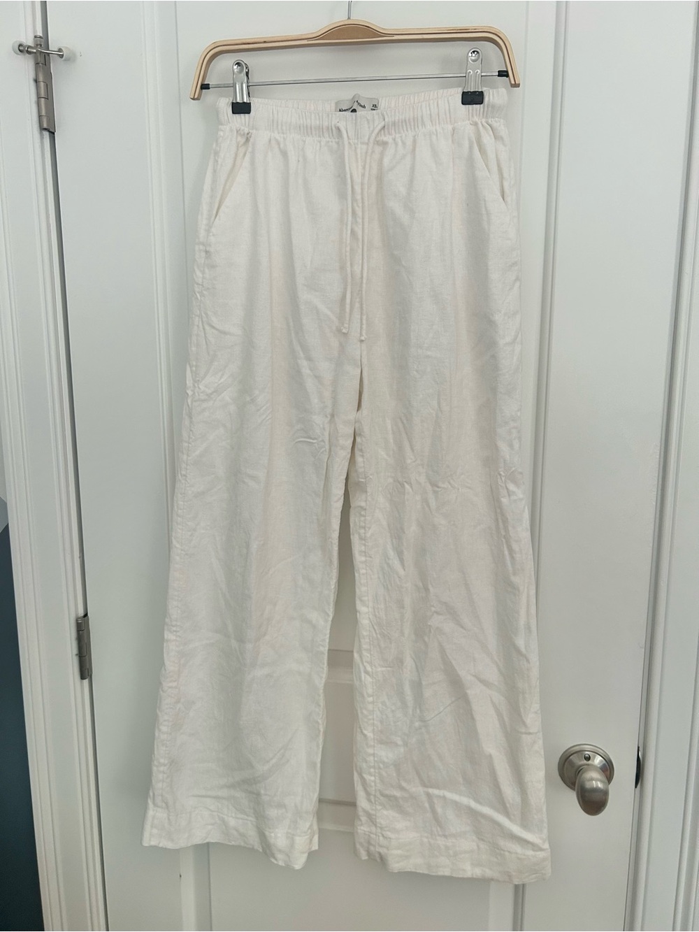 Abercrombie White Linen Drawstring Pants Beachy Coastal Grandma